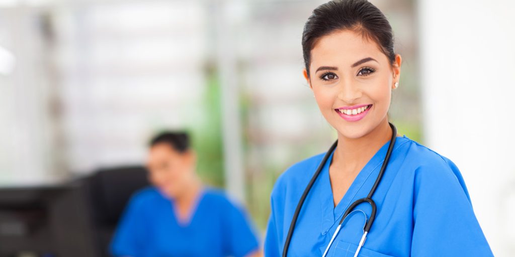 smiling female healthcare professional