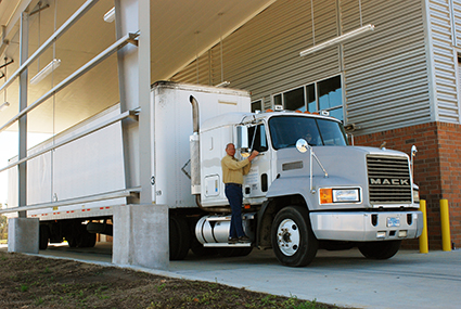 photo of tractor trailer in truck bay at OCtech