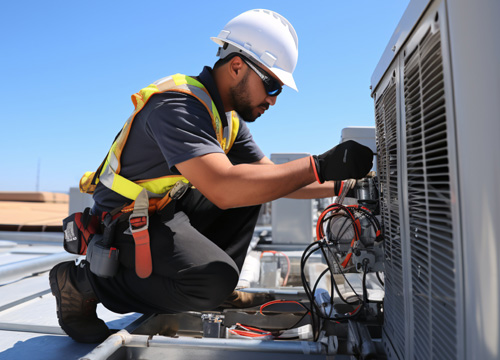 Man working on air conditioning