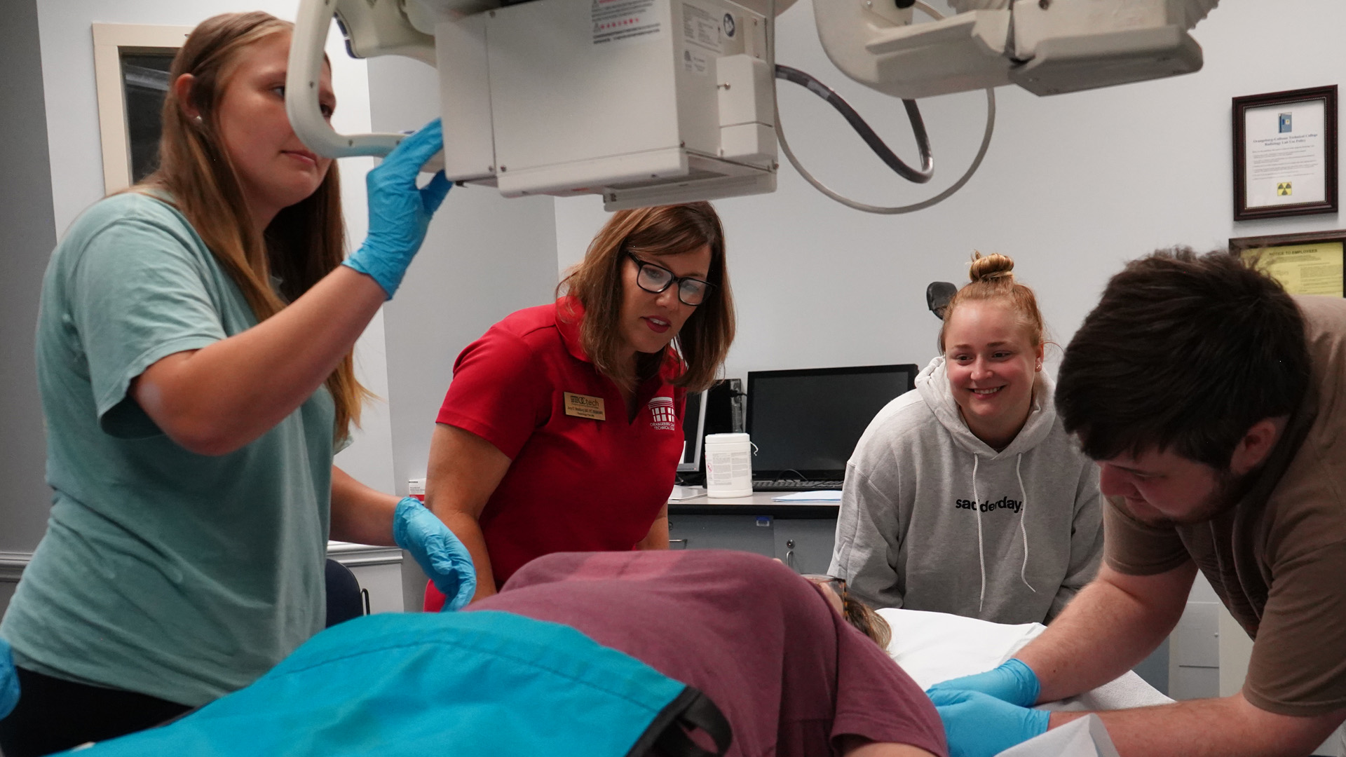 student using radiology equipment