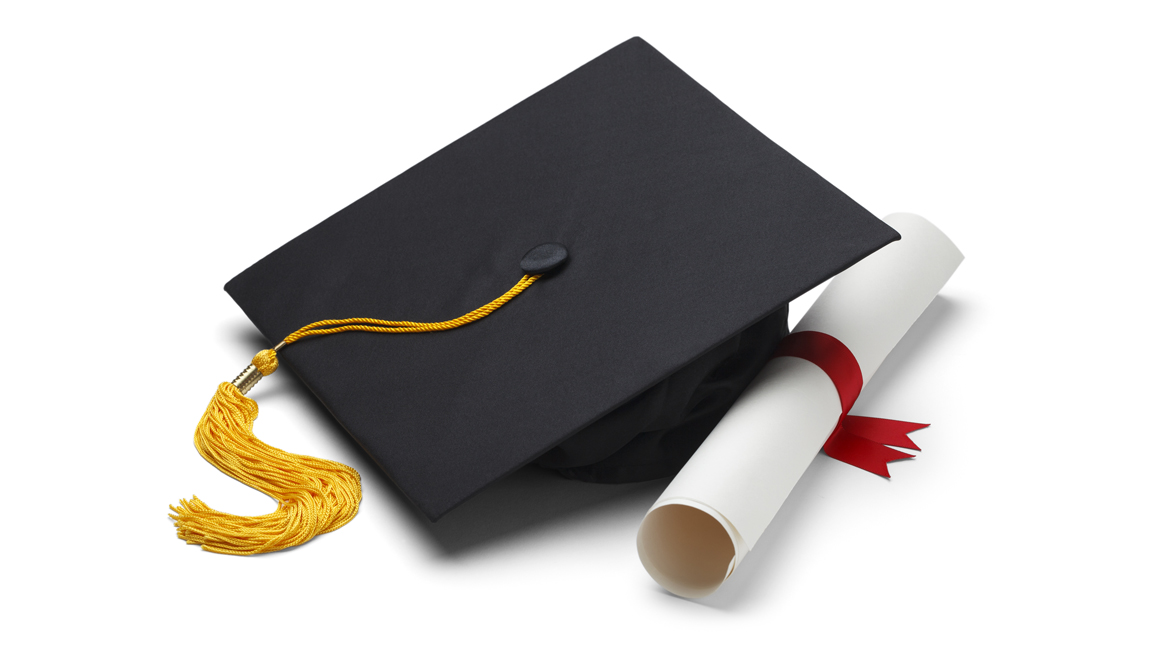 Graduation cap with diploma